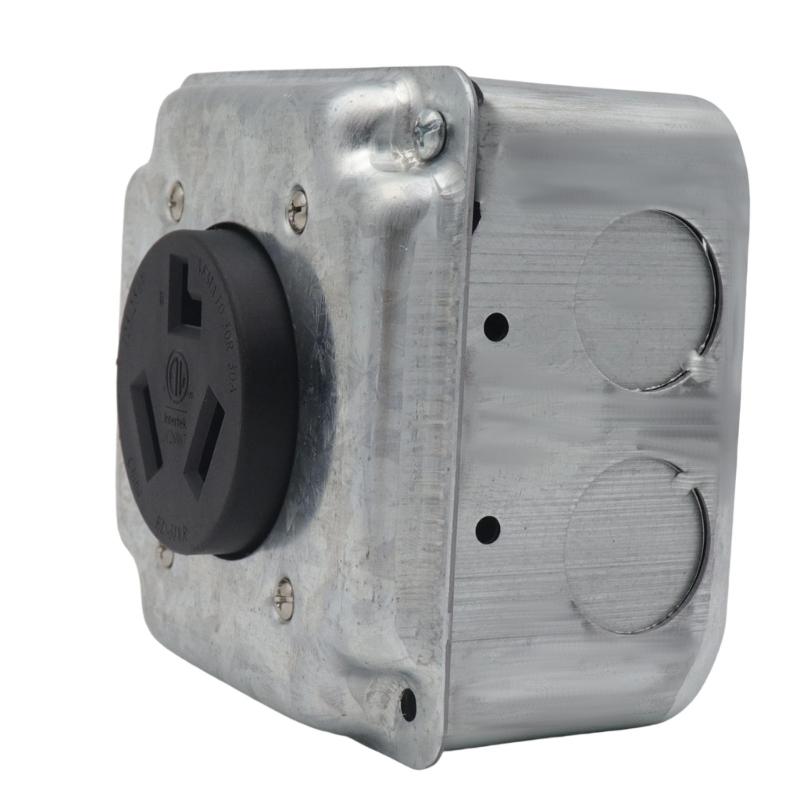Industrial 30A Electrical Outlet Installation Kit NEMA 10 30R with Junctions Box & Sliding Cover for Wiring Use