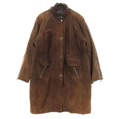 Made In Japan Long Sleeve Suede Leather Coat 9 Quilted Sheepskin Liner Women Used