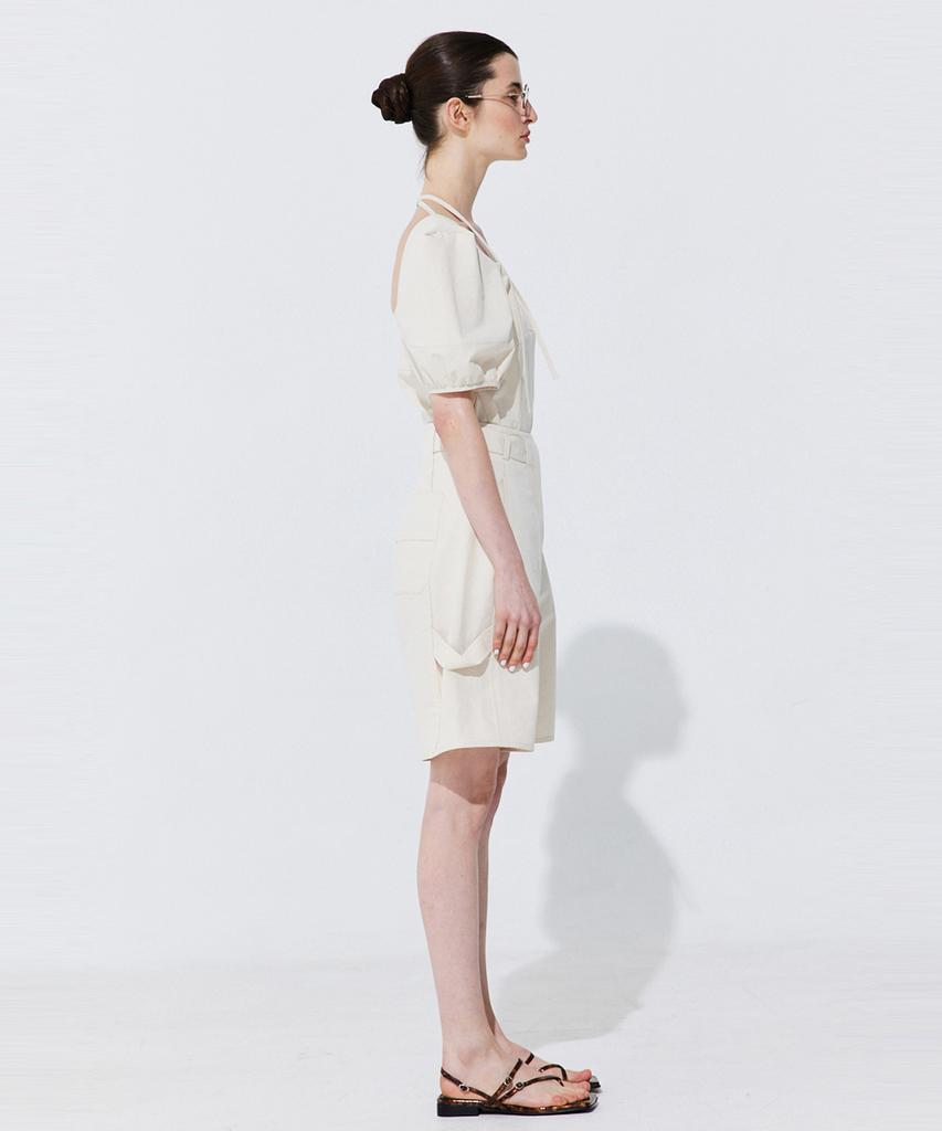 WNDERKAMMER Belted Cotton Bermuda Pants_Cream