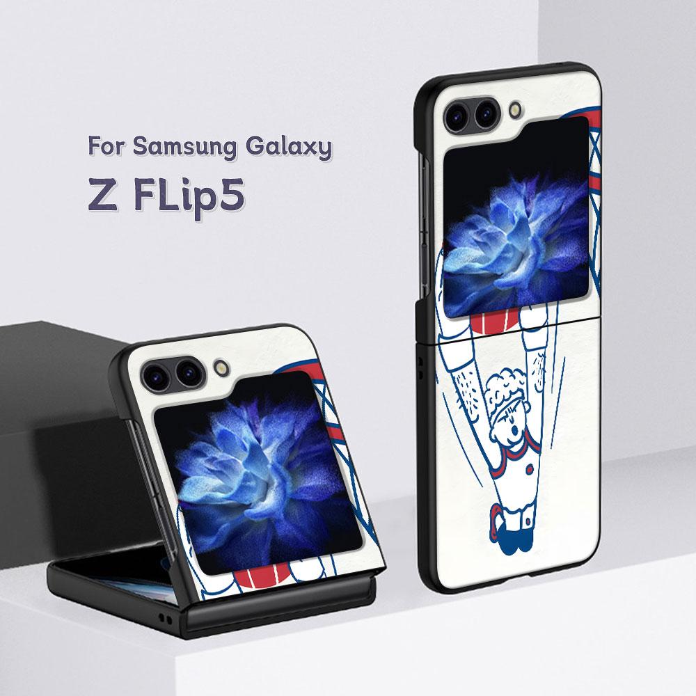 Basket Sports Basketball Case for Samsung Galaxy Z Flip5 Black PC Phone Cover Z Flip 5 5G Hard Luxury Coque Zflip5 Funda Capa