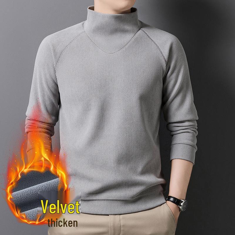 

Men s Winter Half-High Neck Warm Base Layer Sweater - Stylish Casual Knitwear for Commuting L сірий колір