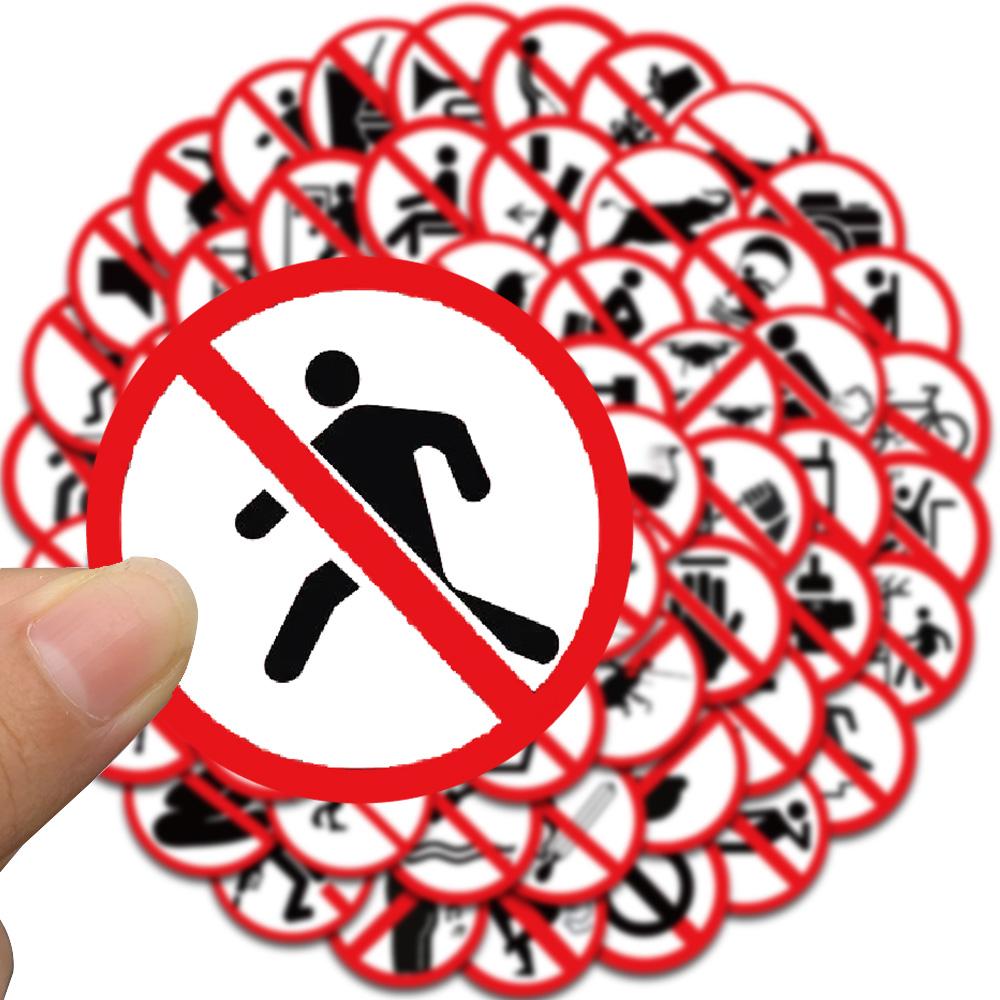 62PCS Funny Prohibition Sign Sticker Nostalgia Vintage Laptop Luggage Skateboard Art Picture Aesthetic Decoration Stickers