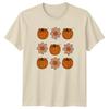 Retro Pumpkin Daisy Pattern Unisexs TShirt Fall Thanksgiving Gift For Her
