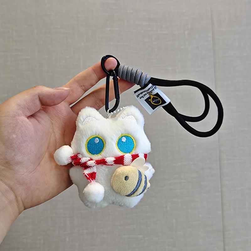 Χαριτωμένο Γατάκι Μαύρο Λευκό Γάτα Βελούδινη Κούκλα Μικρό Κρεμαστό Κλειδοθήκη Κουκλάκι Κινουμένων Σχεδίων Παιχνίδι Κρεμαστό Κλειδοθήκη Τσάντας Στολίδι Δώρο για Παιδιά