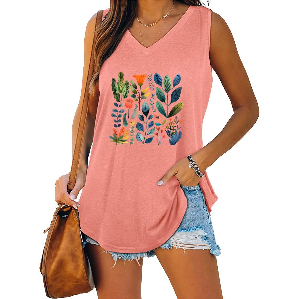 Summer Fashion Tank Top Women V Neck Shirt Ladies Casual Sleeveless T-shirt