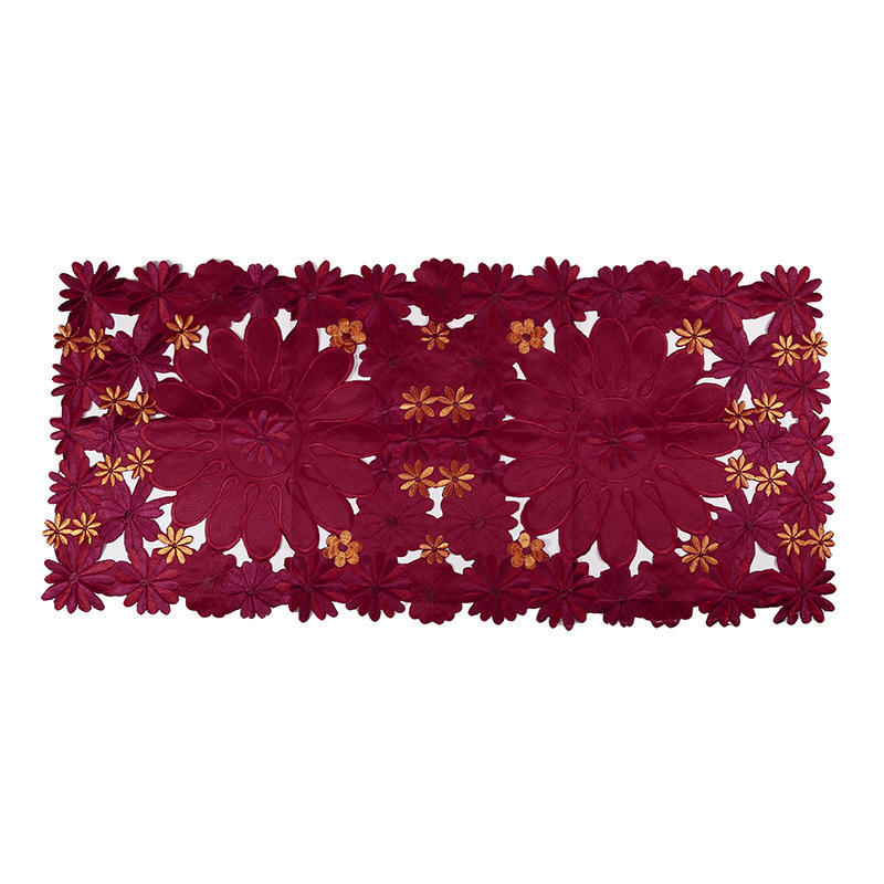 Christmas Embroidered Table Runner Vintage Hollow Winter Holiday Table Flag Xmas Party Decorations