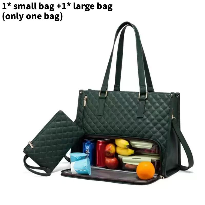 Sophisticated Pu Tote Bag With Inner Divider And Lunch Storage For Daily Commute