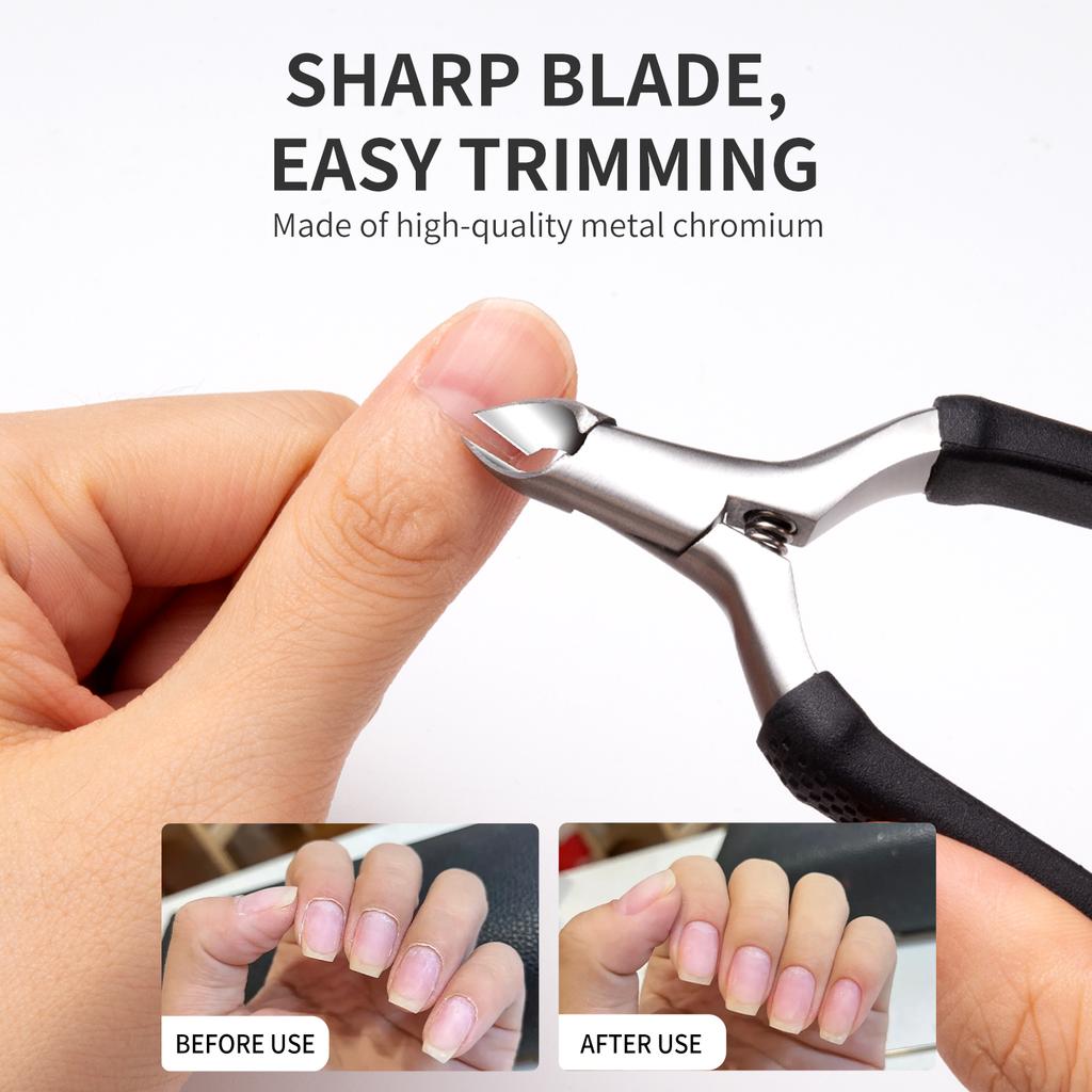 Manicure Cuticle Scissors Silicone Non-Slip Handle Cuticle Nippers Trim Nail Edges Barb Dead Skin Scissors Nail Art Tools