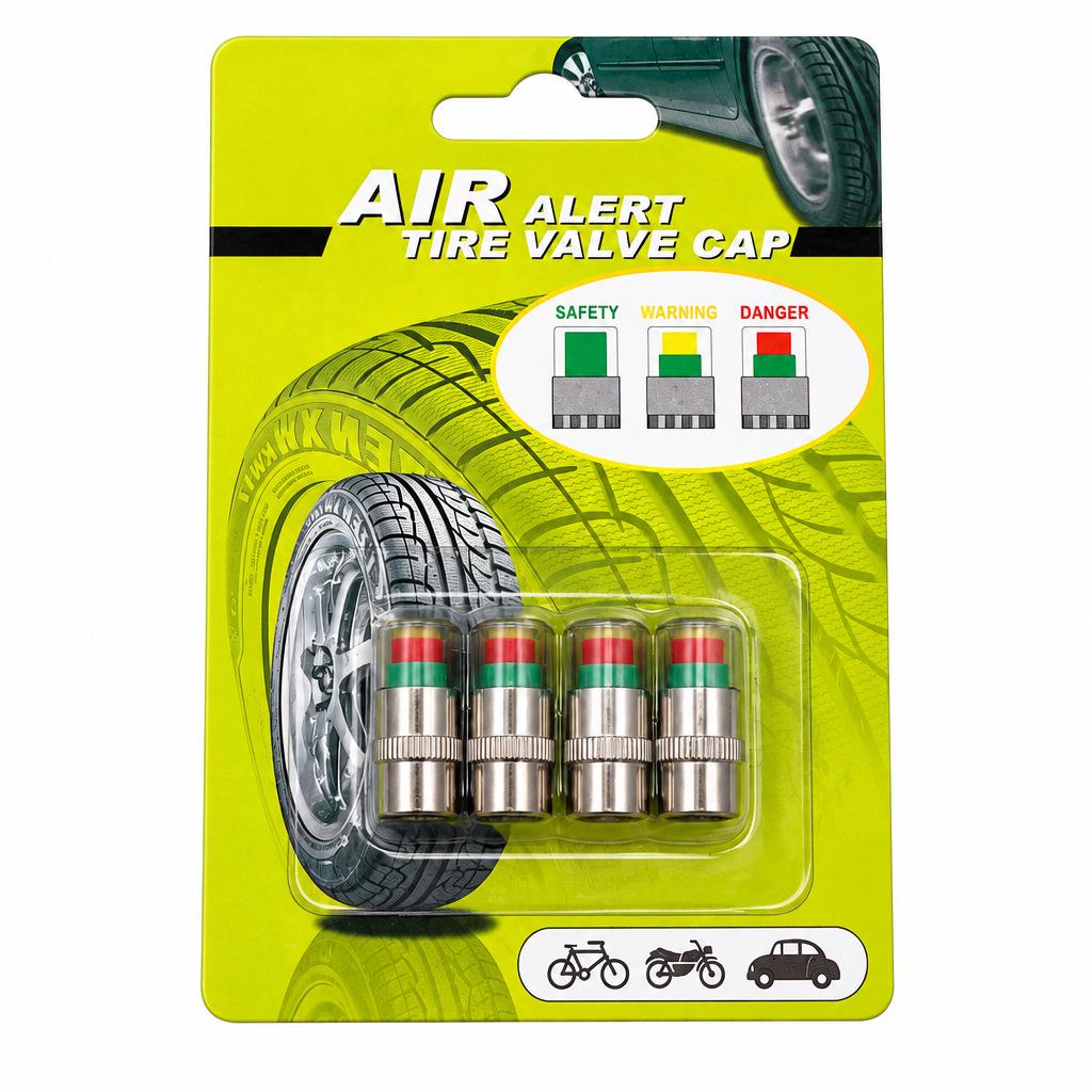 Copper Core Anti-Theft Tire Pressure Monitor Cap - Visual Warning Device and Pressure Detector