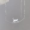 Adorable Cat Climbing Pendant Necklace – Niche Animal Clavicle Chain for Women