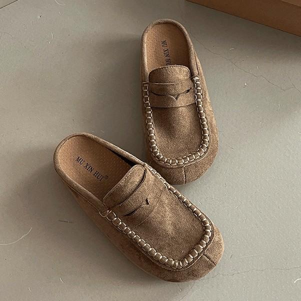 Frosted Comfortable Suede Bag Head Slippers Casual Muller Shoes Autumn and Winter Fashion Retro Style Lazy Girl Birkentow