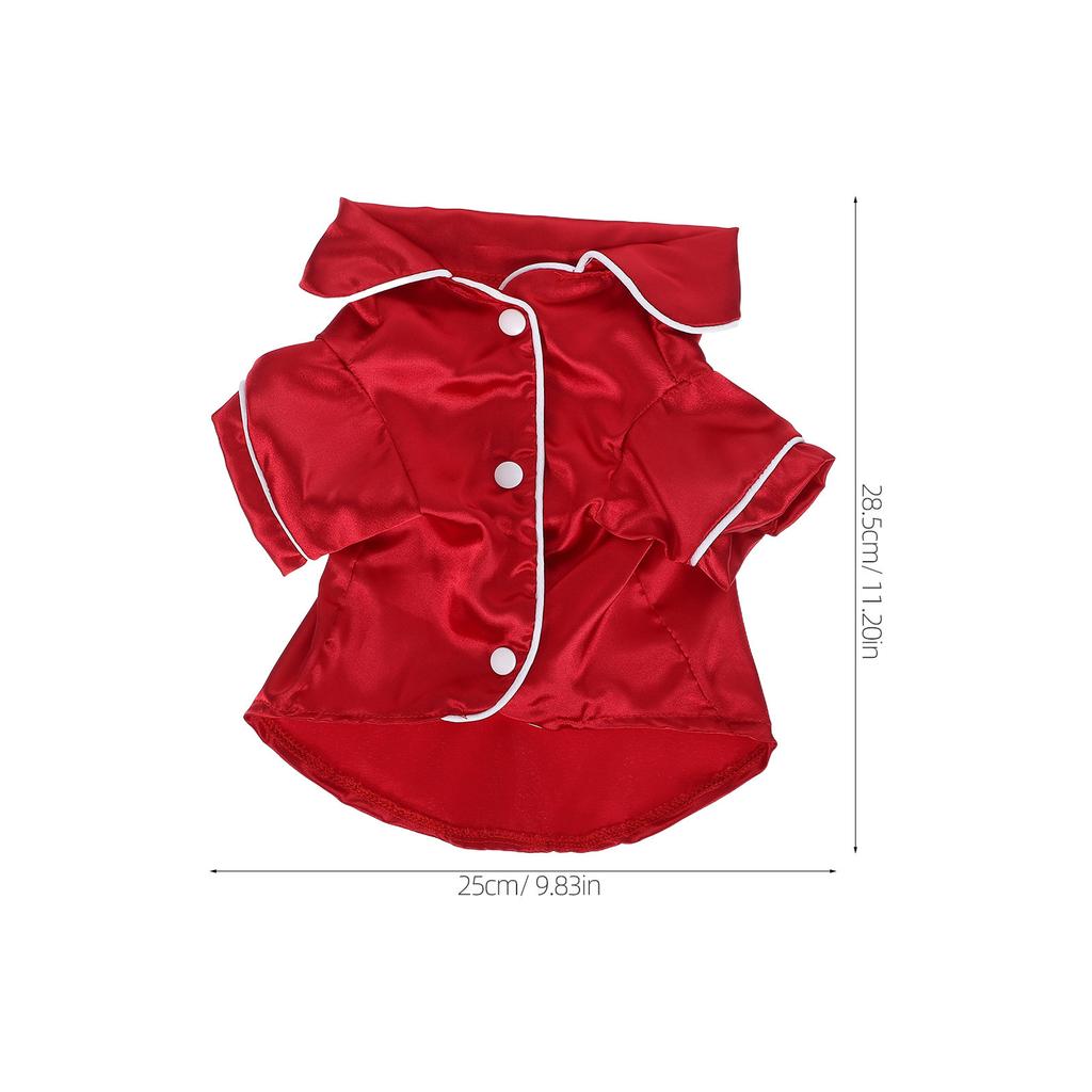 1Set Soft Lapel Dog Pajamas Silk Satin Two-Legged Sleepwear Shirt for Puppy Cat Small Dogs 3-3.5kg Breathable Loungewear Cosplay