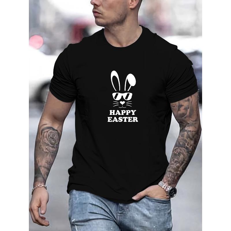 

Men s HAPPY EASTER Graphic Summer Casual Crew Neck Short Sleeve T-Shirt 4XL чорний