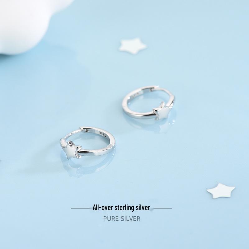 

Banyan Tree S925 Sterling Silver Korean-Style Glossy Star Earrings - Simple Five-Pointed Design 925 Sterling Silver платиновый