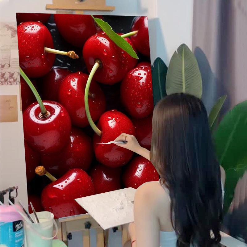 DIY Digital Fruit Oil Painting Kit - New Style for Stress Relief, No Frame Included