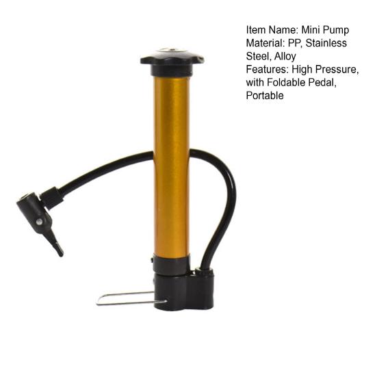 Basketball Manual Pump Mini High Pressure Bike Pump, Portable Air with Foldable Pedal Pedal, Aluminum Alloy Tire Inflator for Road Mountain