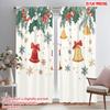 2pcs,2D Plane Printing Curtains&Window Treatment Christmas Bells Holly Berries (2) Versatile 100% Polyester (without Rod)