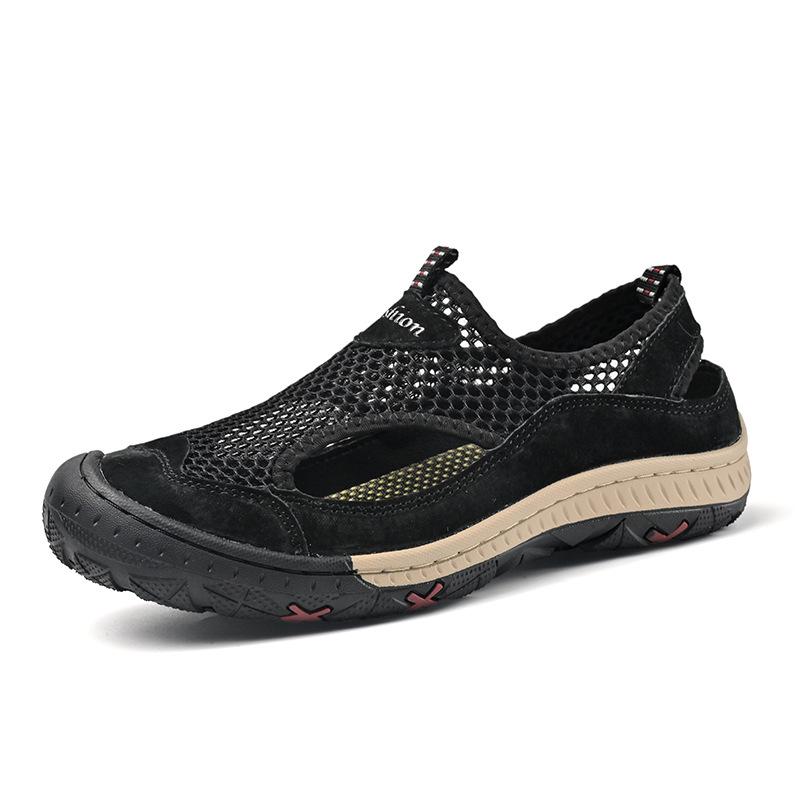 Men s Summer Breathable Mesh Hand-stitched Slip-on Casual Shoes – Large Size for Outdoor Use 38