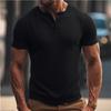 T-shirt Estiva da Uomo Muscolosa a Manica Corta con Collo a Bottone Aperto T-shirt Sportiva