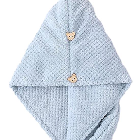 Hair Drying Towel with Button, Super Absorbent Coral Fleece Hair Towel, Skin-friendly Bath Turban for Women, Comfortable Hair Wrap for Long Hair