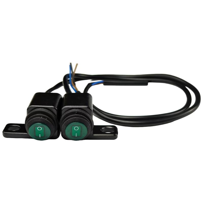 Universal Motorcycle Light Switches Mount with Green LED Indicator Hassle Free Setups Bike Handlebar Light Control Switches