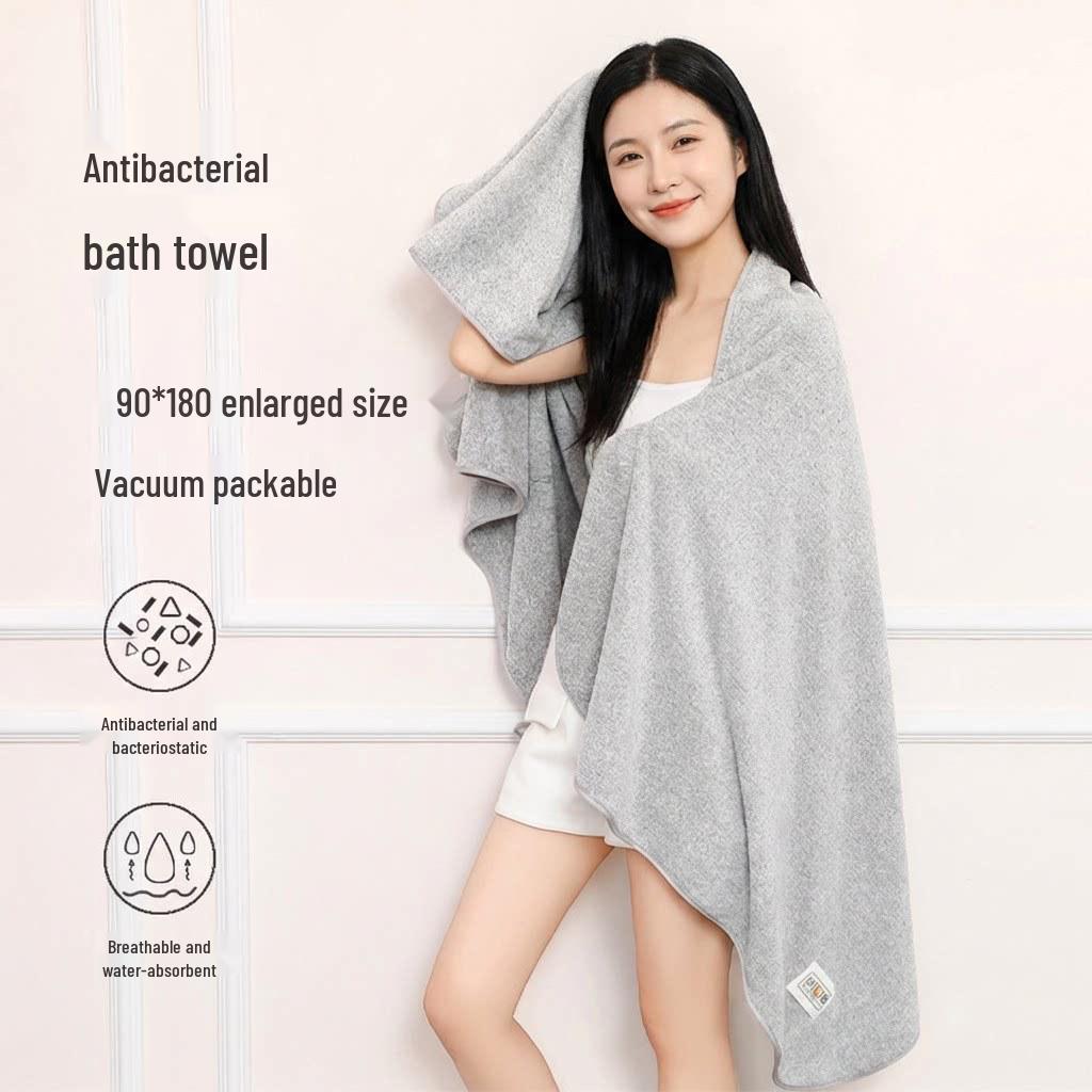 Bamboo Charcoal Quick-Dry Bath Towel - Large, Thick, Soft, Absorbent, No-Shed, Plain Color Wrap