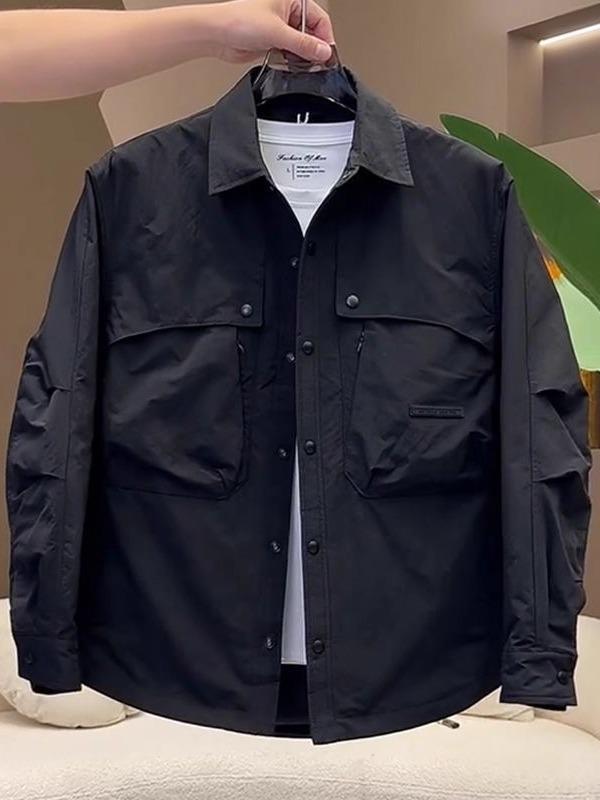 

New three-dimensional cut men s tooling jacket silhouette loose spring and autumn 2025 men s lapel versatile fashion coat XXXL