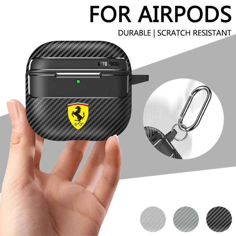 Carbon Fiber Pattern Bluetooth Headphone Shell Protective Case for Air pods 1/2/3/4/5 Pro2 For Ferrari 308 GT4 328 GTB GTS F355 HS4