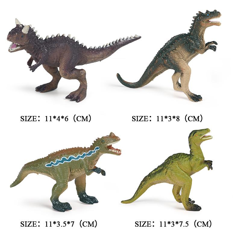 Oenux 4pcs Small Jurassic Dinosaur Set Action Figure T-Rex Mosasaurus Velociraptor Carnotaurus Animals Model Educational Kid Toy