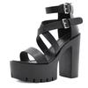 Fashion NEW NIGHTCLUB BELT BUCKLE SUPER HIGH BLOCK HEEL NIGHTCLUB 13CM SLIM SHALLOW MOUTH FISHMOUTH WOMEN'S SANDALS