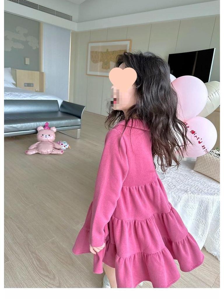 2024 Girls' Spring & Autumn Princess Dress with Korean Doll Collar - New Western Style Trend
