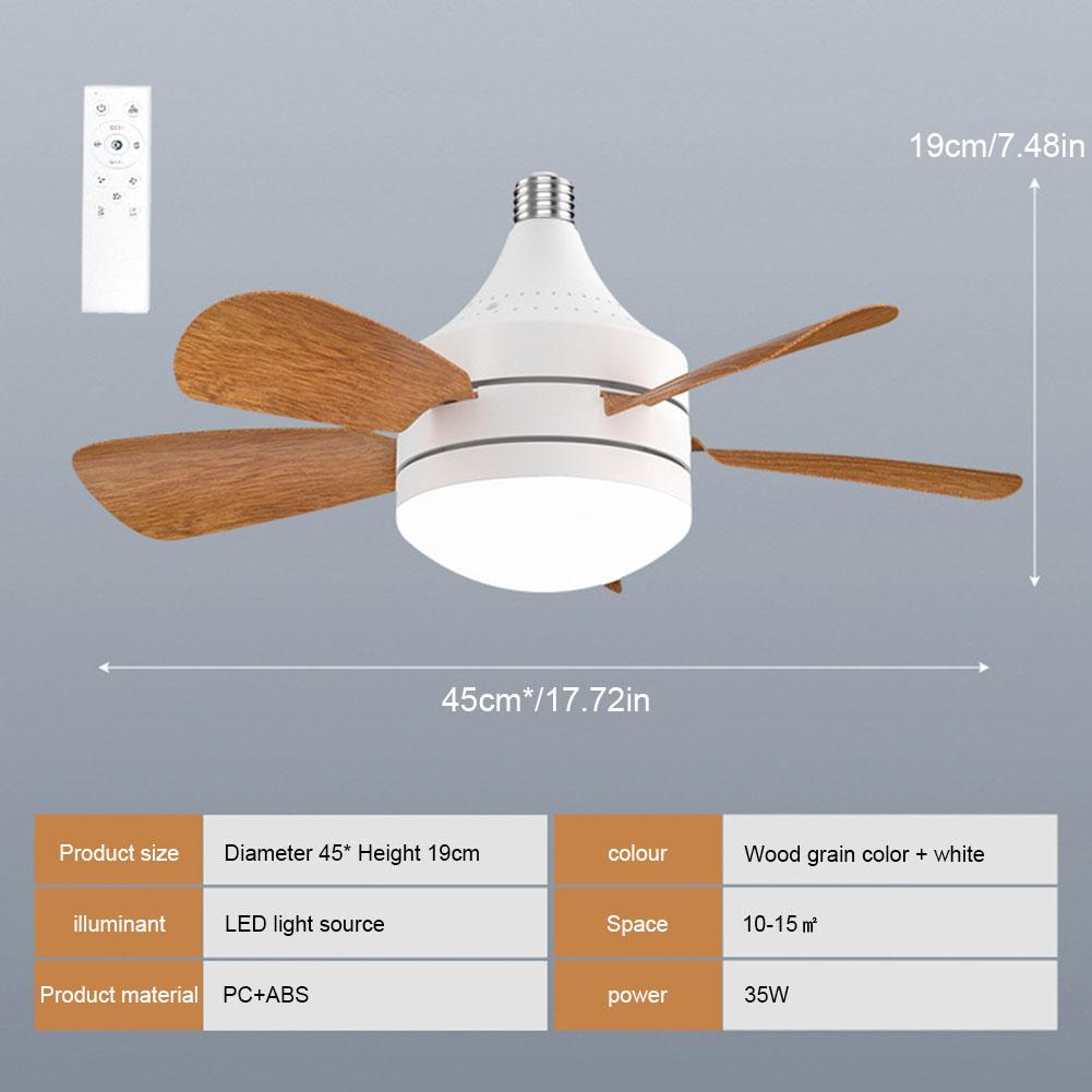 Ceiling Fan Light with Remote Socket Ceiling Fan Timing Wireless Fan 3 Gear Wind Speed 5 Blades for Living Room Bedroom