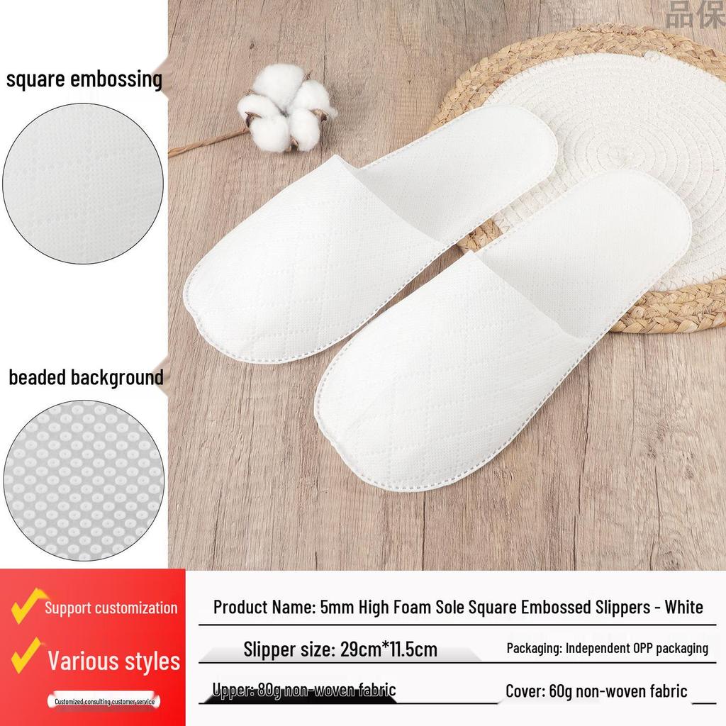 Luxusní pratelné protiskluzové pantofle z perlové bavlny pro hotelové a domácí hosty