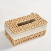 Durable Paper Rope Vintage-Style Woven Tissue Box Cover with Lid - Storage Organizer for Home Decor, Utility Hooks