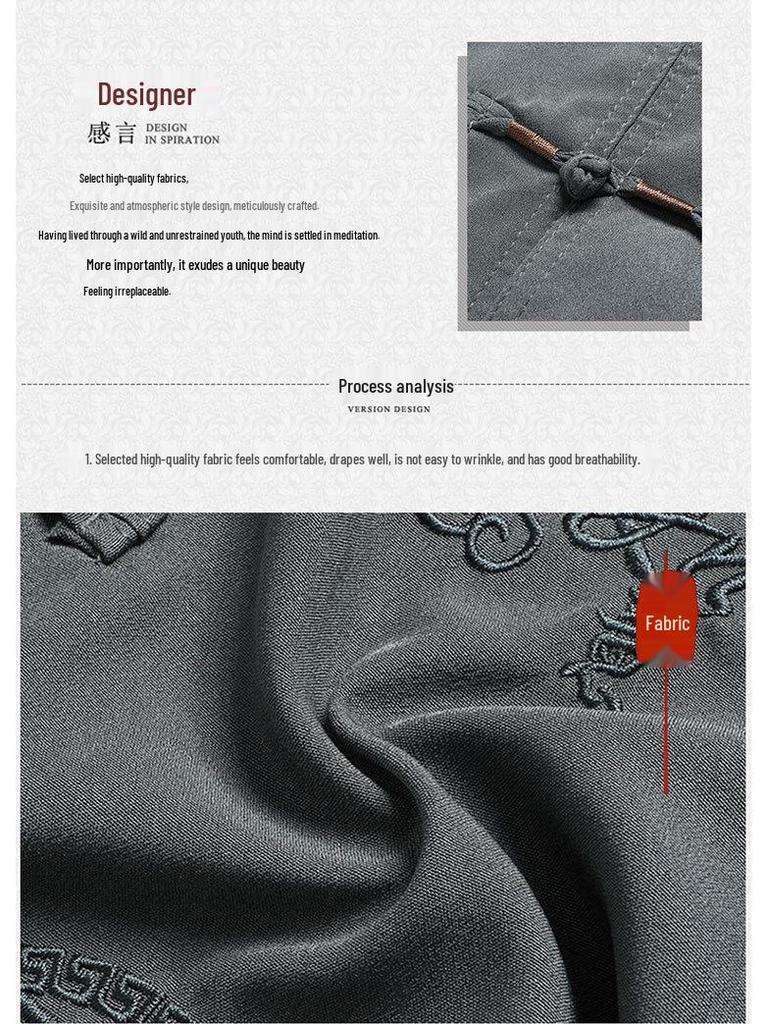 Men's Chinese Style Tang Suit Set – Summer Short Sleeve for Middle-Aged & Elderly