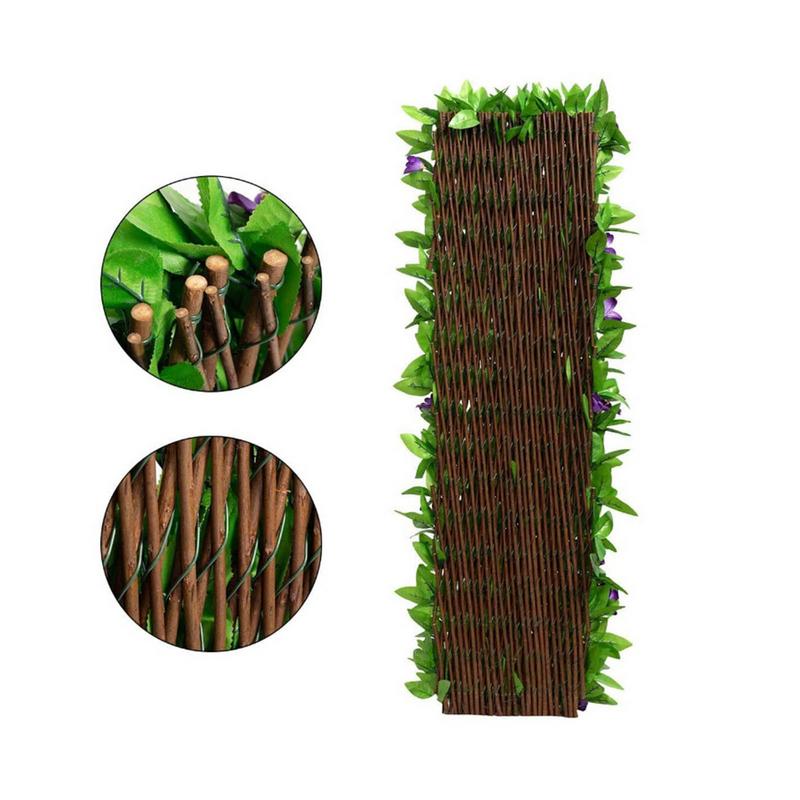 Artificial fence leaf wooden fence Garden Lawn Fence Privacy Screen Decorative Telescopic 40cm high Balcony Artificial Fences