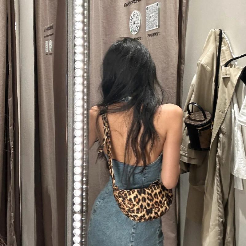 Leopard Print Women's Canvas Bag Shoulder Bag Crossbody Bags Lady's Messenger Bag