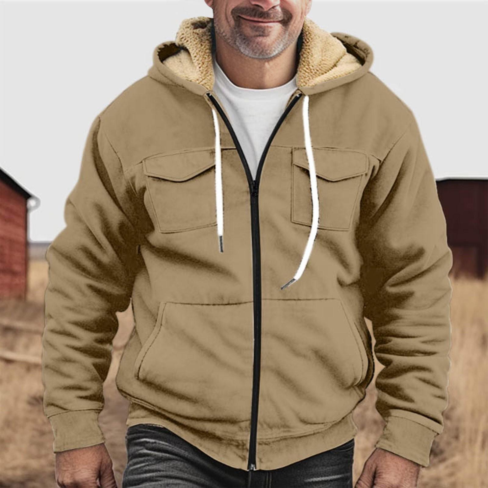 Мужская утолщенная куртка на пуговицах с двойным карманом и карманной вставкой — фото 18