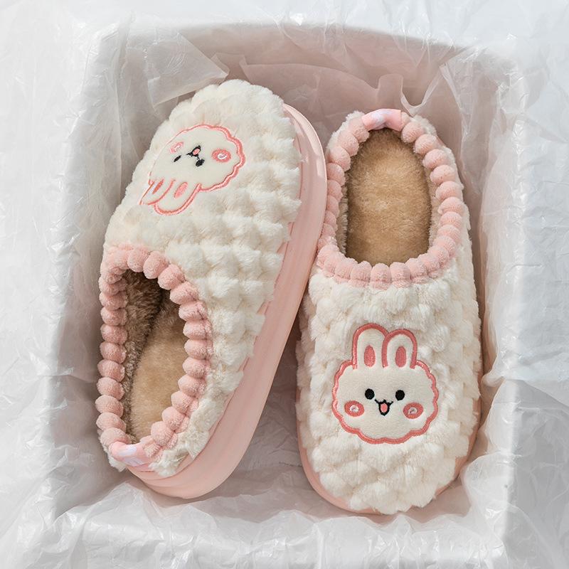 Cixi cotton slippers for home use, spring and autumn indoor non-slip and warm couple plush