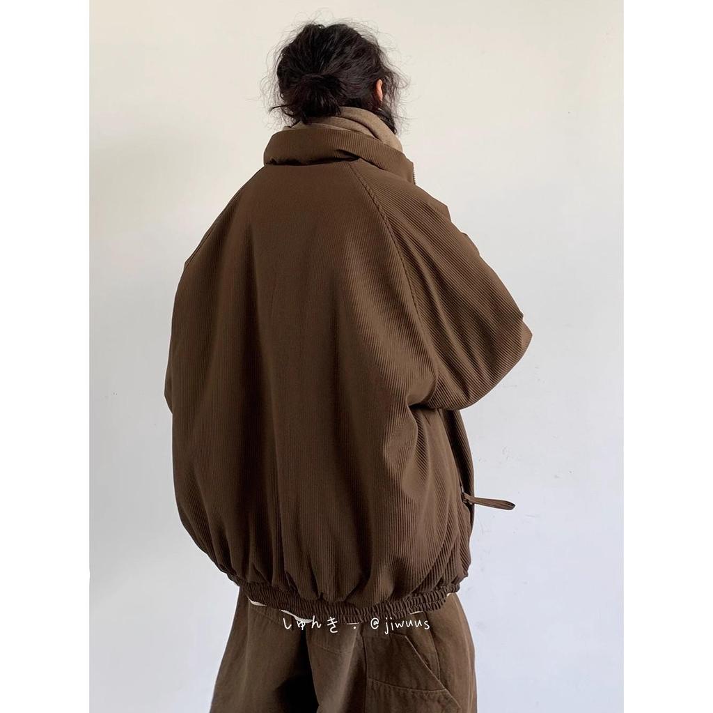 2024 Men's High-End Japanese Style Coffee Corduroy Stand Collar Cotton Jacket