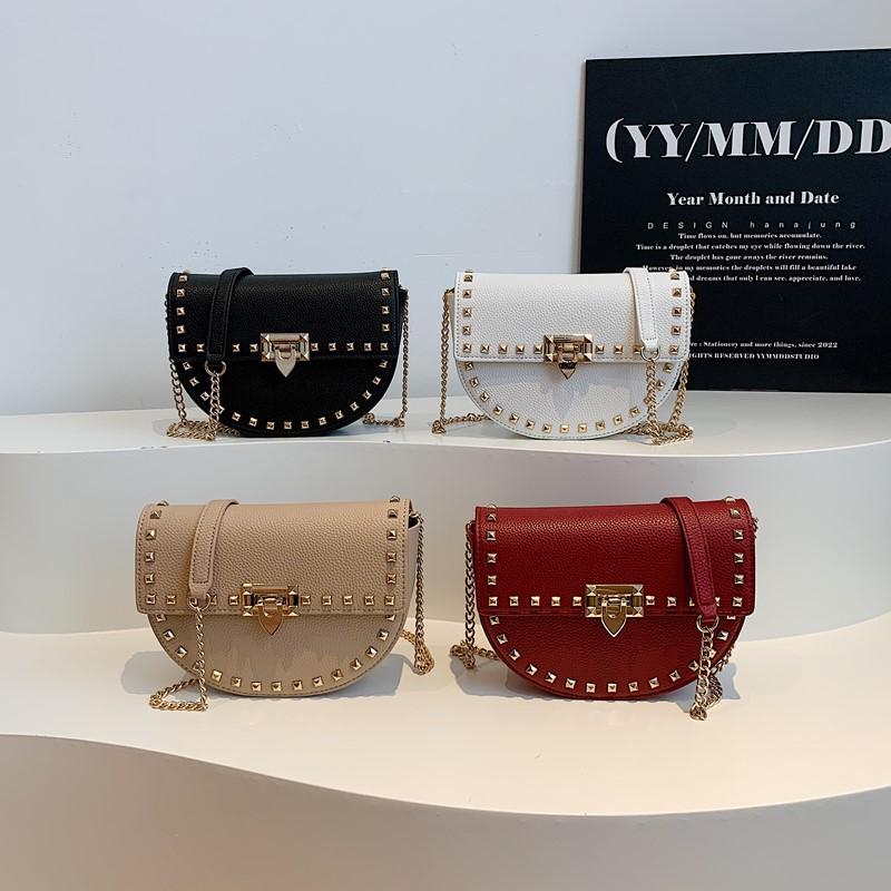 This year's popular small bag 2025 new Korean version fashion rivet shoulder bag women's versatile chain saddle bag tide