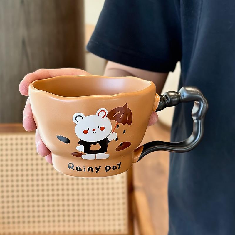 300ML Uroczy Kubek Ceramiczny z Misiami Kreatywny Duży Uchwyt Szerokie Usta Kubek do Kawy Uroczy Kubek na Wodę Kubki dla Pary Kreatywne Biurowe Kubki do Kawy