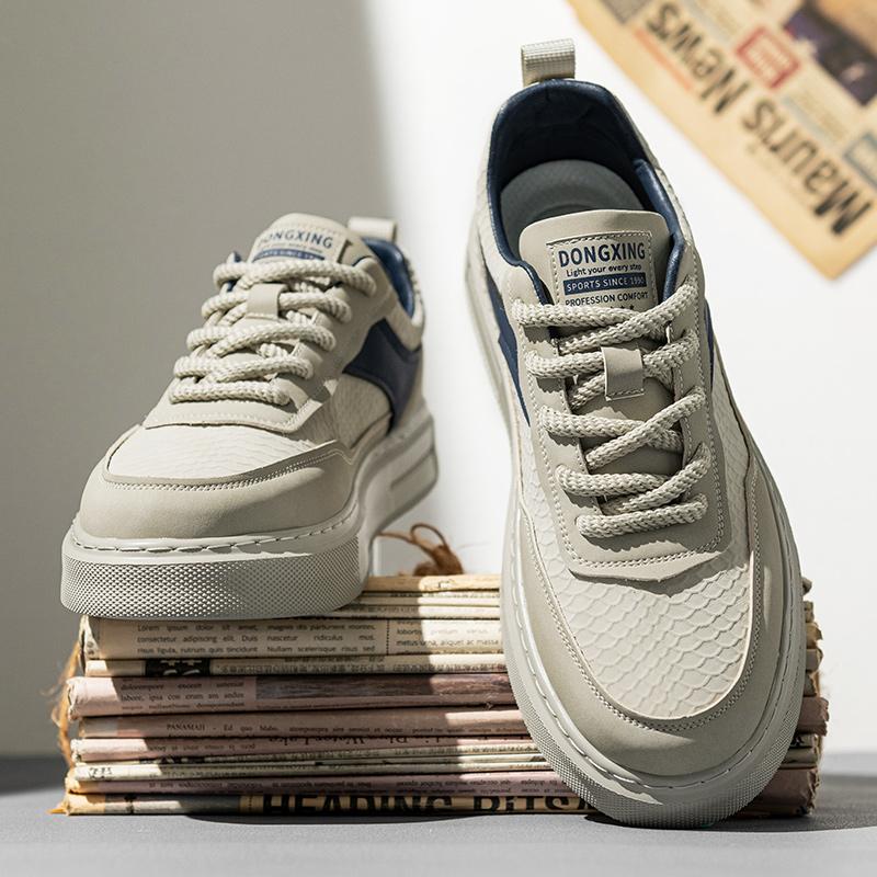 Vielseitige Leder Herren Freizeitschuhe Schnürschuhe Herren Vulkanisierte Schuhe Mode Fahrschuhe Freizeitspaziergänger Männliche Sneakers Skateschuhe