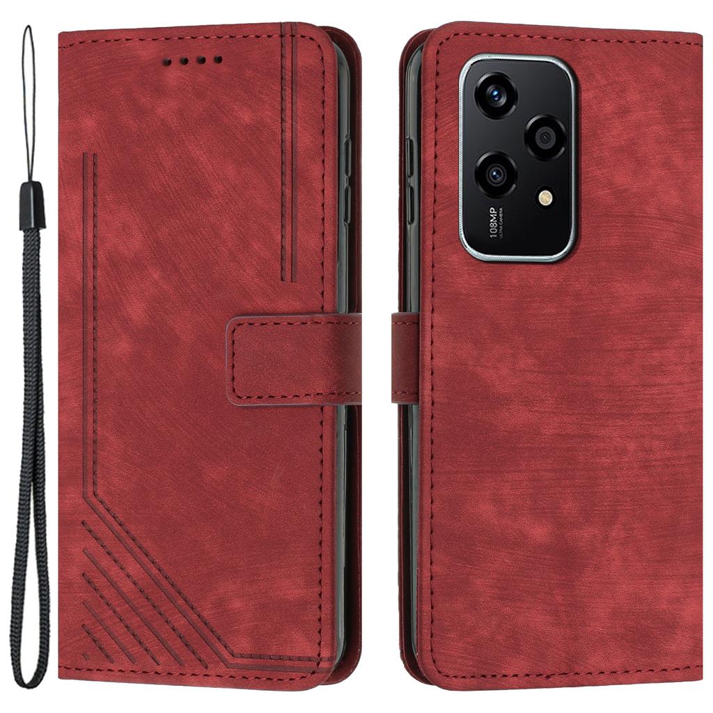 For Honor 200 Lite Case Lines Imprinted Drop-Proof Leather Wallet Stand Phone Cover