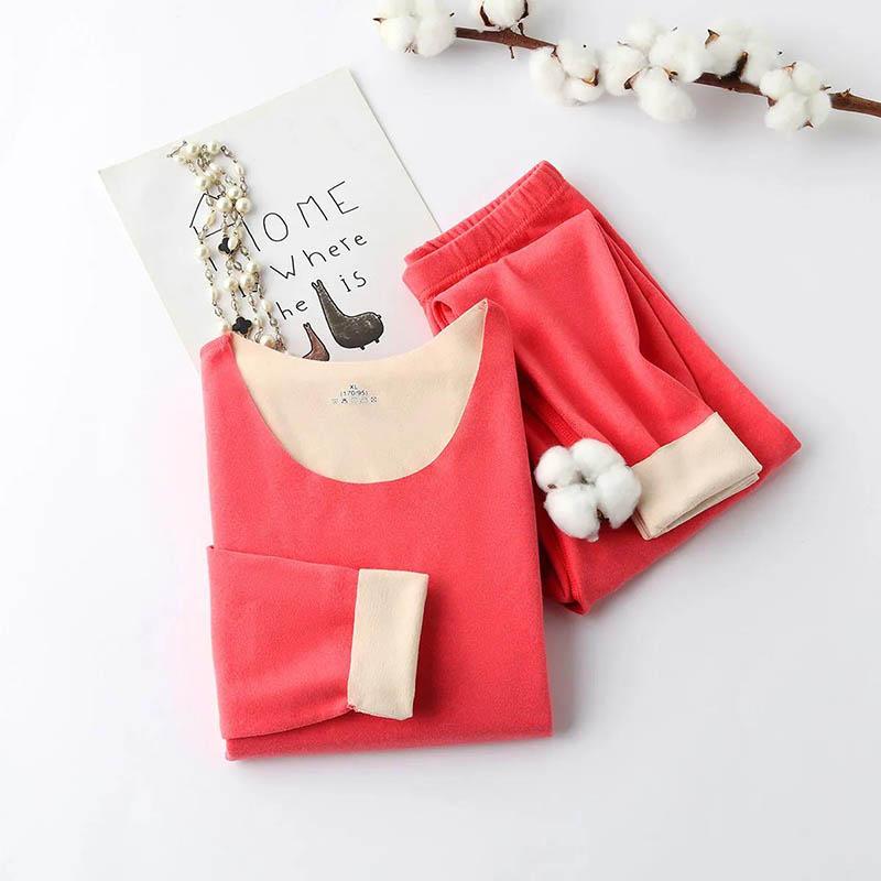 Arctic Velvet Cation Temperatura constante Dupla face Duas cores Outono Roupas Calças compridas Feminino Febre Sem costura Conjunto de roupa íntima térmica