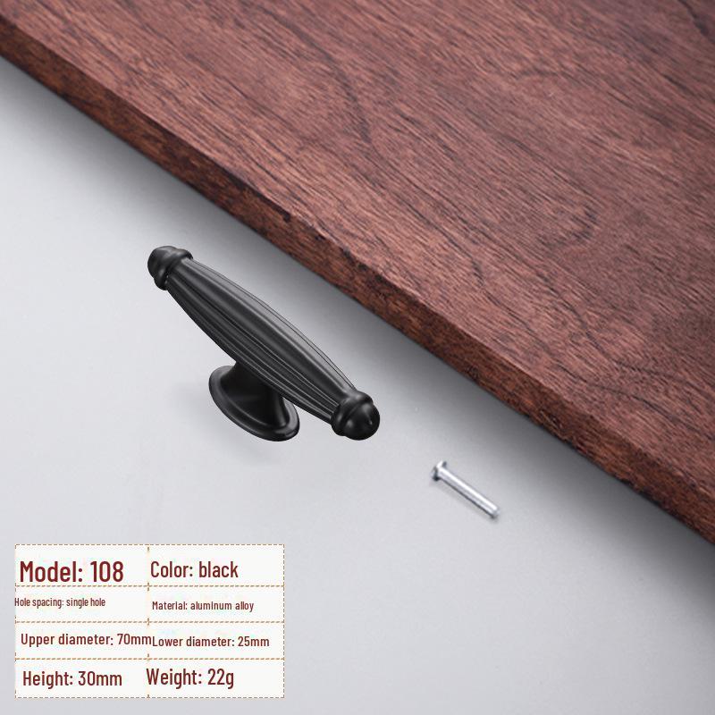 Black Aluminum Alloy European-Style Drawer & Cabinet Handle