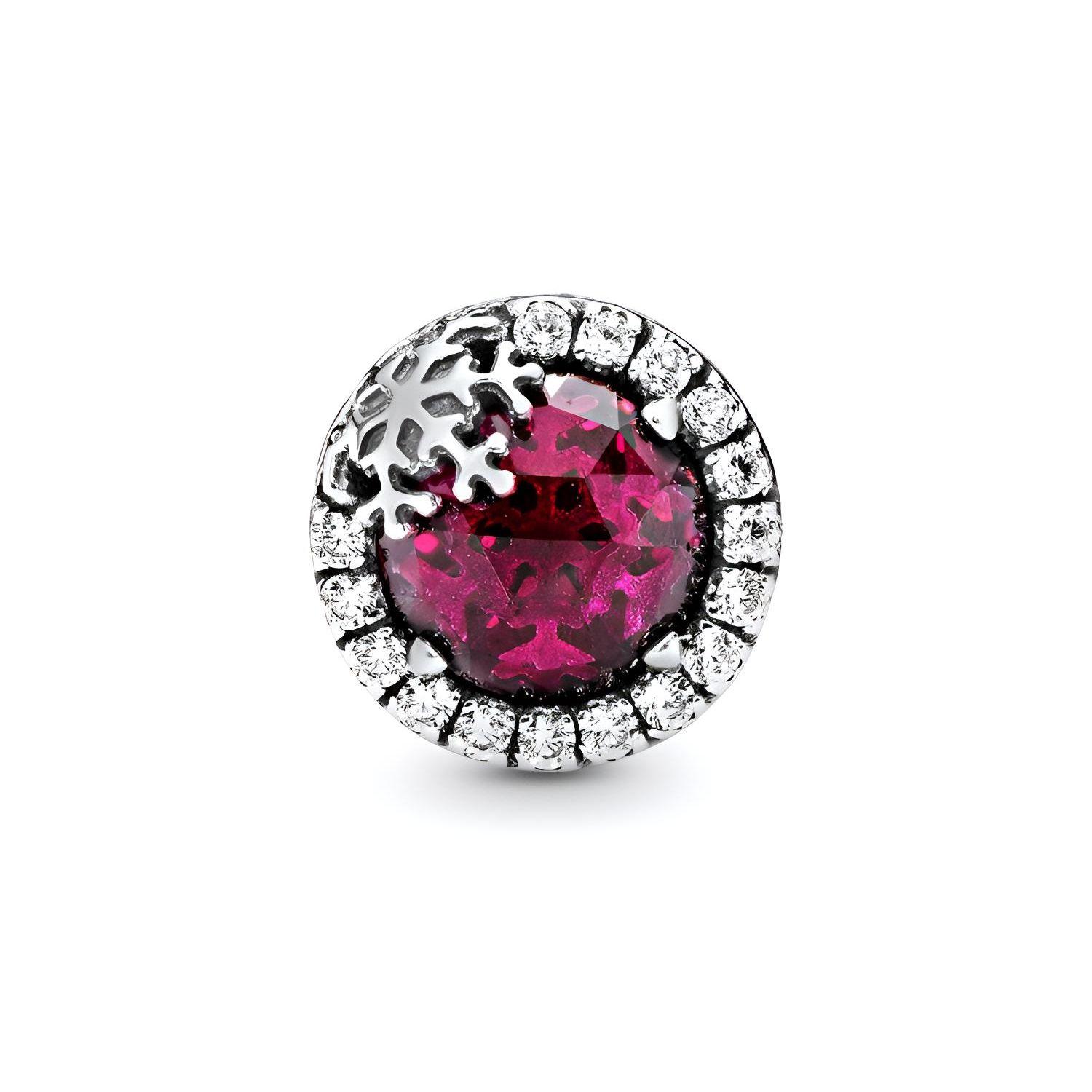 Pandora Shining Cherry Pink Snowflake Pendant Unisex Jewelry 797555NCC Silver/Red