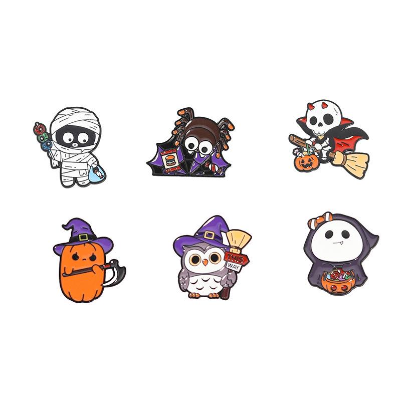 Grenzüberschreitende Halloween-Cartoon-Brosche: Lustiger Süßer Kürbis Geist Legierung Abzeichen & Tasche Zubehör