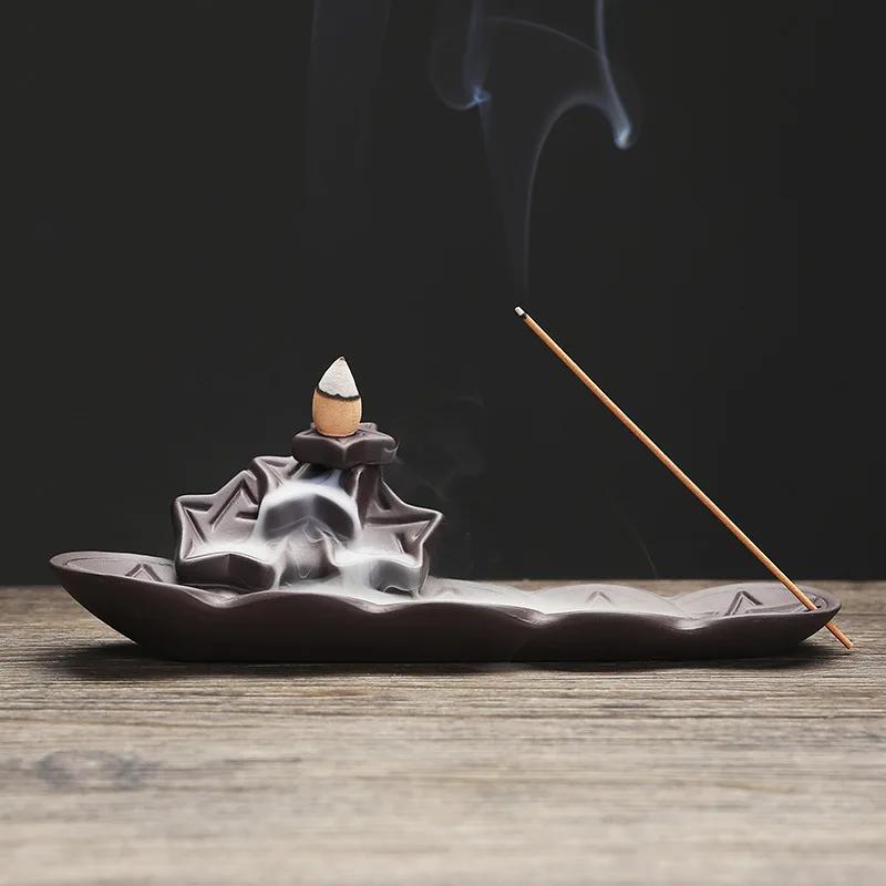 

The Stars Type Ceramic Handicraft Backflow Incense Burner Purple Clay Censer Incense Stick Holder Tea Pet Zen Meditation Decor