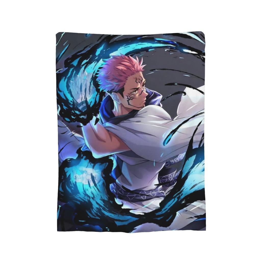 Ryomen Sukuna Velvet Throw Blanket Jujutsu Kaisen Anime Blanket for Sofa Travel Lightweight Bedspread,